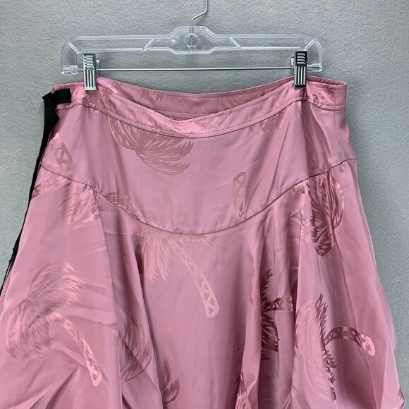 Coach Skirt Womens 10 Pink Silk Palm Tree Print Jacquard Tiered Handkerchief Hem - Picture 6 of 16